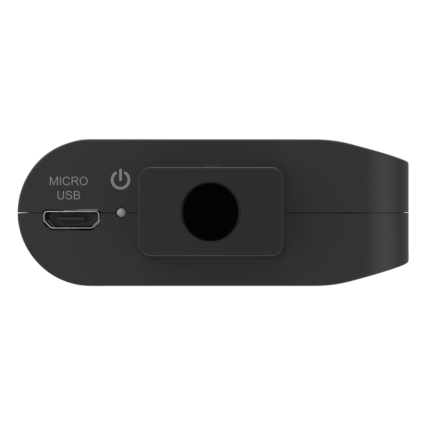 Luxorparts Aktiv HDMI-splitter 2-vejs, sort, HDMI-splitter, Micro USB-port, power-knap ikon, firkantet sidekomponent.
