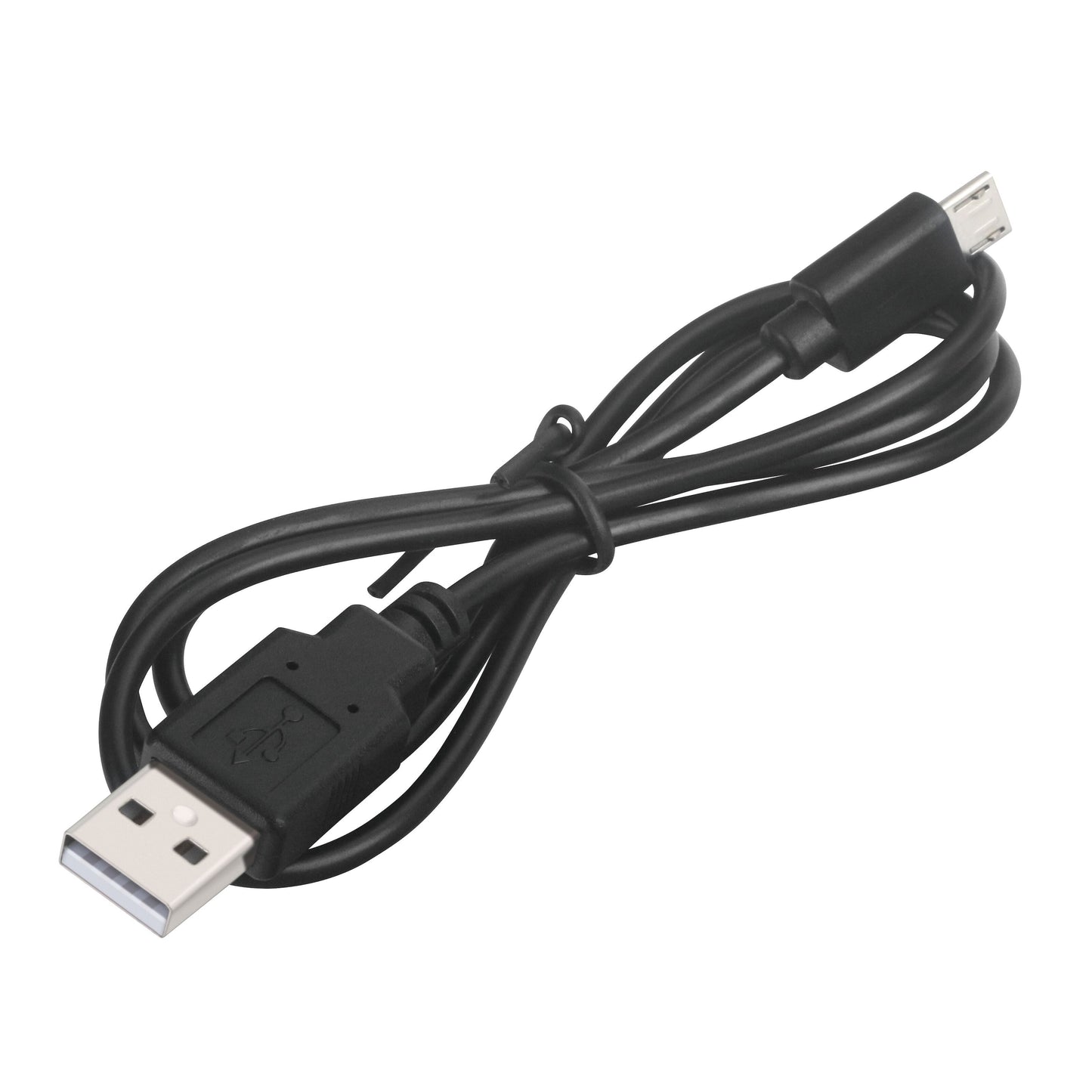 Sort USB-kabel med USB-A og micro-USB stik, kompatibel med Aktiv HDMI-splitter 2-vejs, længde løst oprullet.