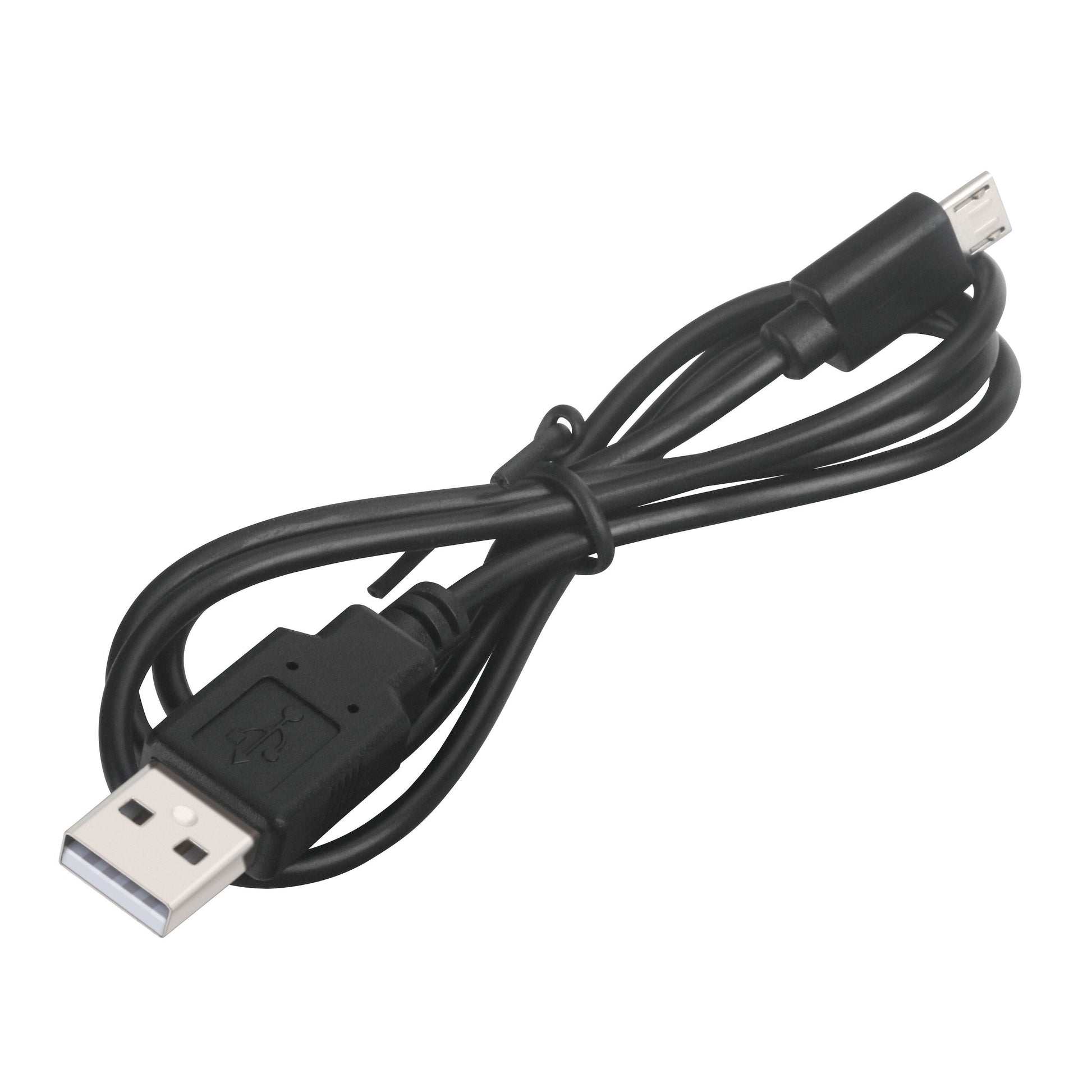 Sort USB-kabel med USB-A og micro-USB stik, kompatibel med Aktiv HDMI-splitter 2-vejs, længde løst oprullet.