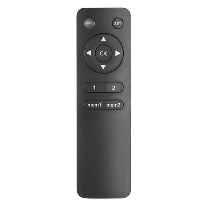 Nikabe fjernbetjening sort til Motoriseret tv-stativ til indbygning, rund navigation, OK/SET, 1/2 og mem1/mem2 knapper.