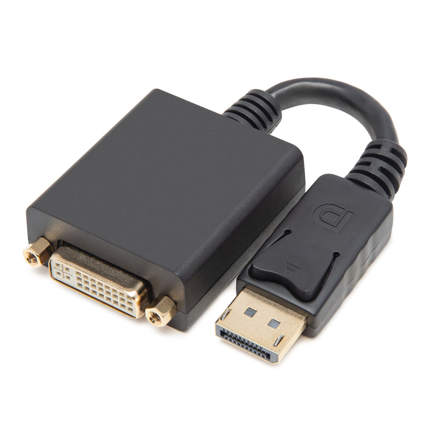 Luxorparts DisplayPort til DVI-adapter, guldbelagt stik, Full HD 1080p, DisplayPort han til DVI-D hun, sort kabel.