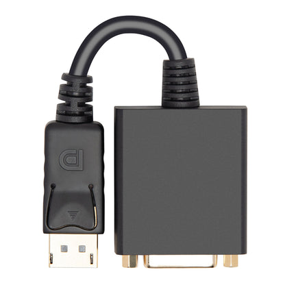 Luxorparts DisplayPort til DVI-adapter sort, DisplayPort venstre, rektangulært DVI højre, understøtter Full HD 1080p.