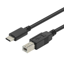 Adapterkabel USB-C til USB-B CB230, sort, med USB-C og USB-B stik.