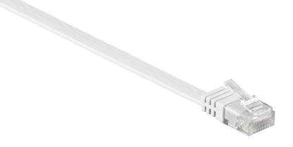 Deltaco fladt UTP-netværkskabel Cat. 6, hvid, 20 m, klar RJ45-stik, fladt design.