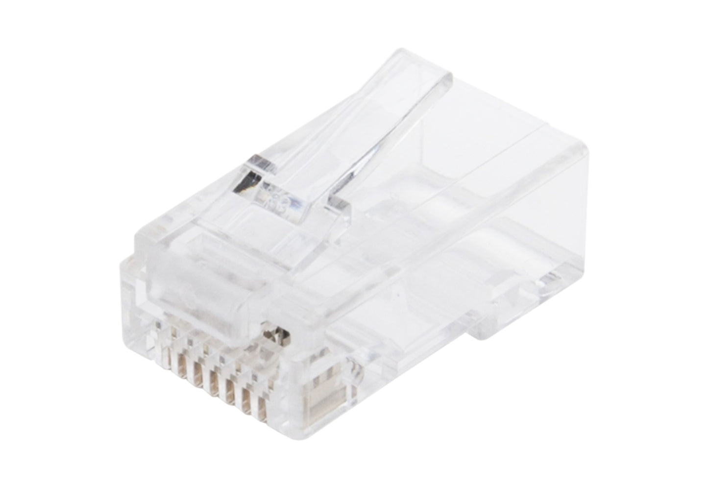 RJ45-stik til rund Cat. 6 UTP-kabel, klar plast med 8 metalben, pakke med 20 stk.