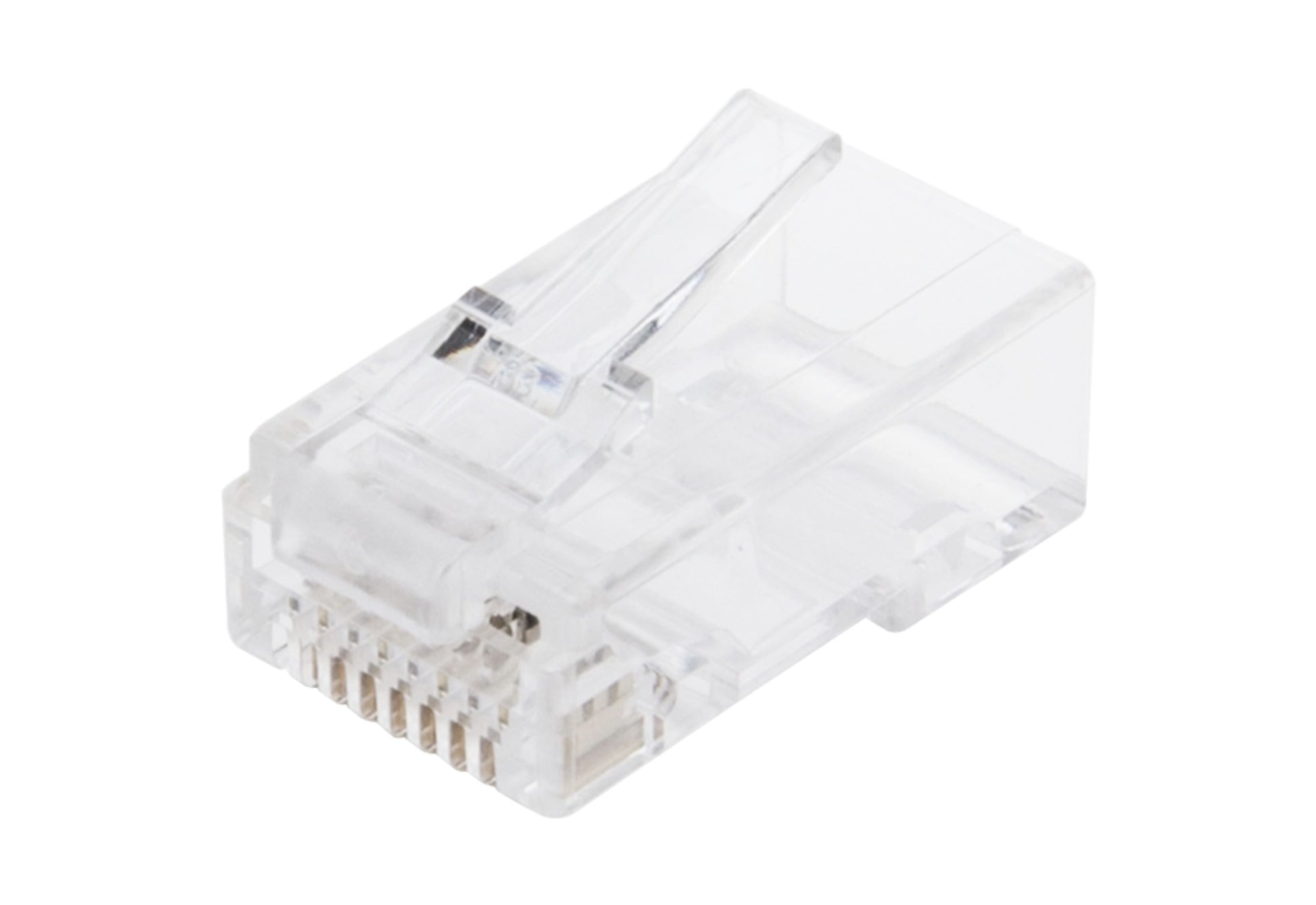 RJ45-stik til rund Cat. 6 UTP-kabel, klar plast med 8 metalben, pakke med 20 stk.