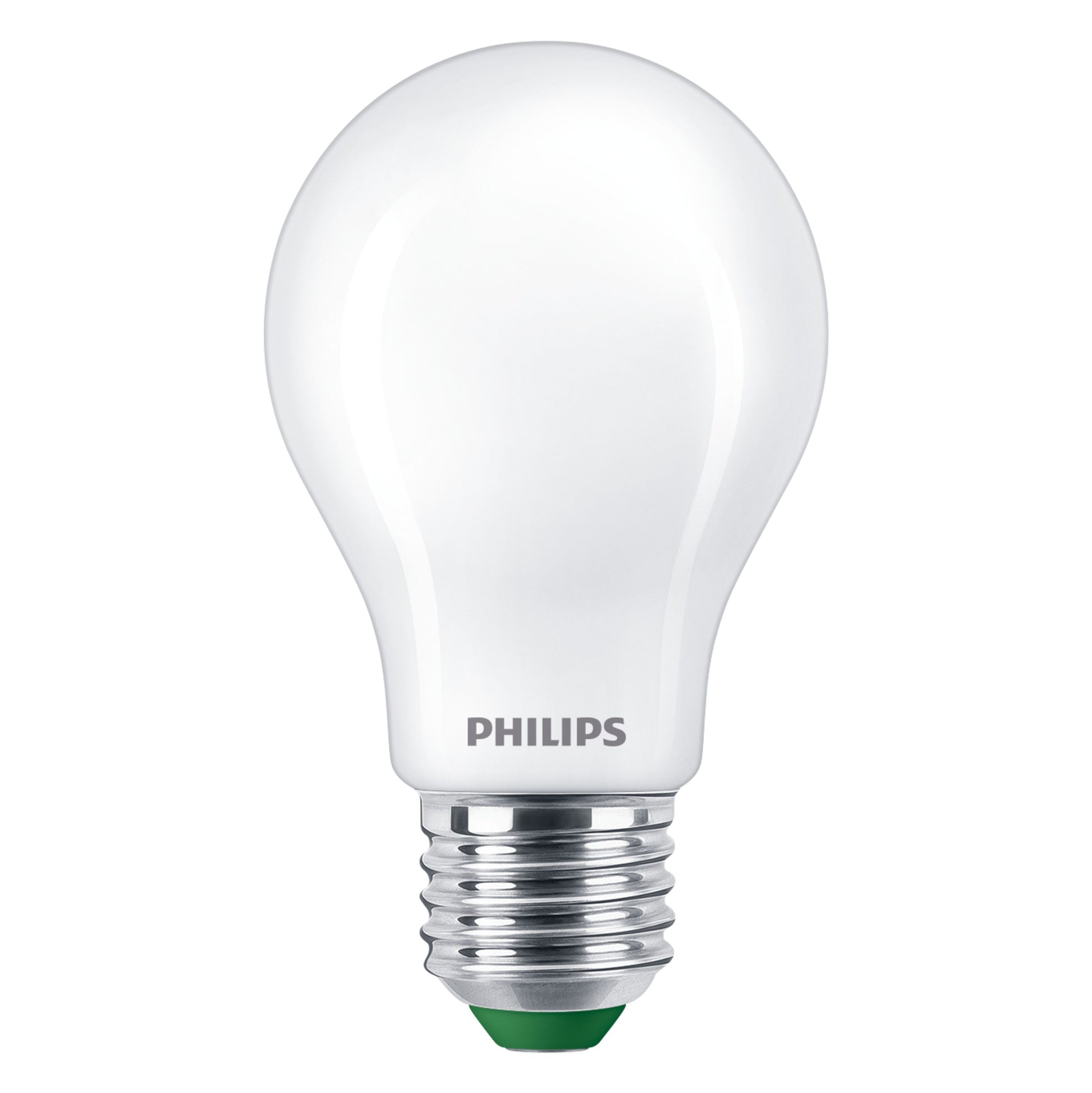 Philips Ultra effektiv E27 LED-pære 840 lm hvid, lavt strømforbrug, standard skruefatning, Philips-logo ved base.