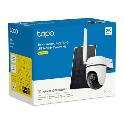 TP-Link Tapo C615G solcelledrevet 4G LTE pan/tilt overvågningskamera æske, 2K opløsning, farvenatvision, solpanel.