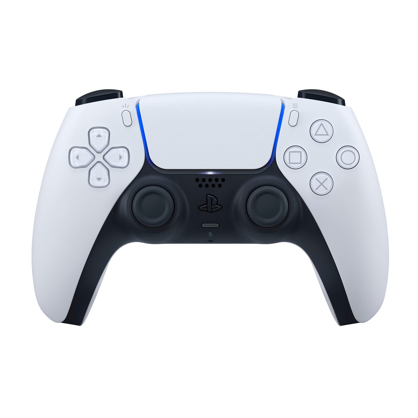 Sony DualSense V3 Trådløs controller hvid set forfra med knapper, analoge pinde og touchpad.