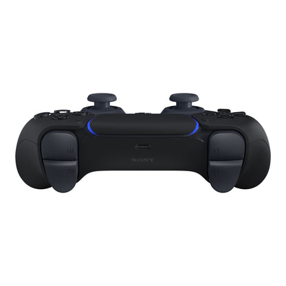 Sony DualSense V3 trådløs controller sort med analoge frontsticks, skulderknapper, USB-C port og blå LED-lysdetaljer.