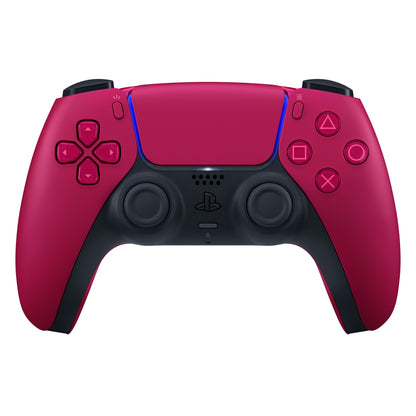 Sony DualSense V3 trådløs controller til PS5 i rød med touchpad, to joysticks og PlayStations klassiske knapper.