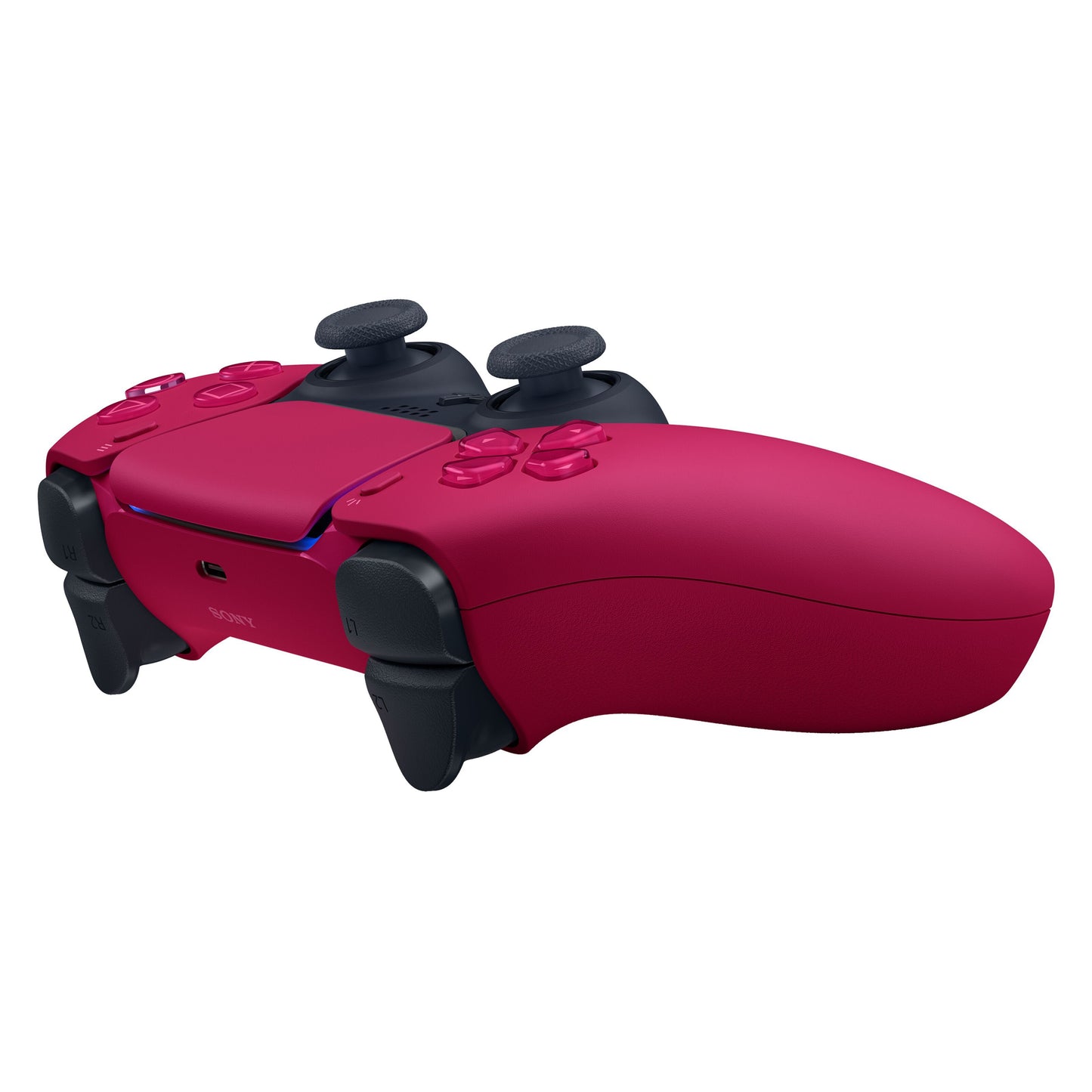 Sony DualSense V3 trådløs controller rød med to analoge pinde, touchpad og knapper i rødt og sort design.