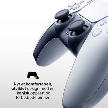 Sony DualSense V3 Trådløs controller lilla, tæt på med norsk tekst og gamepad-ikon.