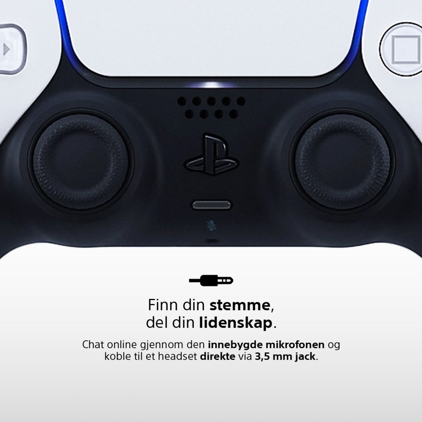 Sony DualSense V3 trådløs controller lilla med norsk tekst, indbygget mikrofon og synlig 3,5 mm jack.