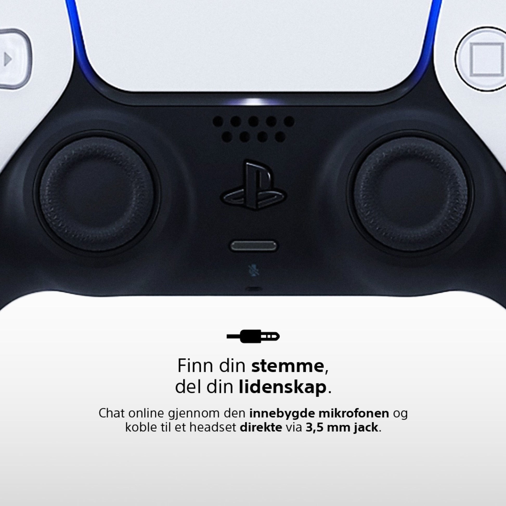 Sony DualSense V3 trådløs controller lilla med norsk tekst, indbygget mikrofon og synlig 3,5 mm jack.