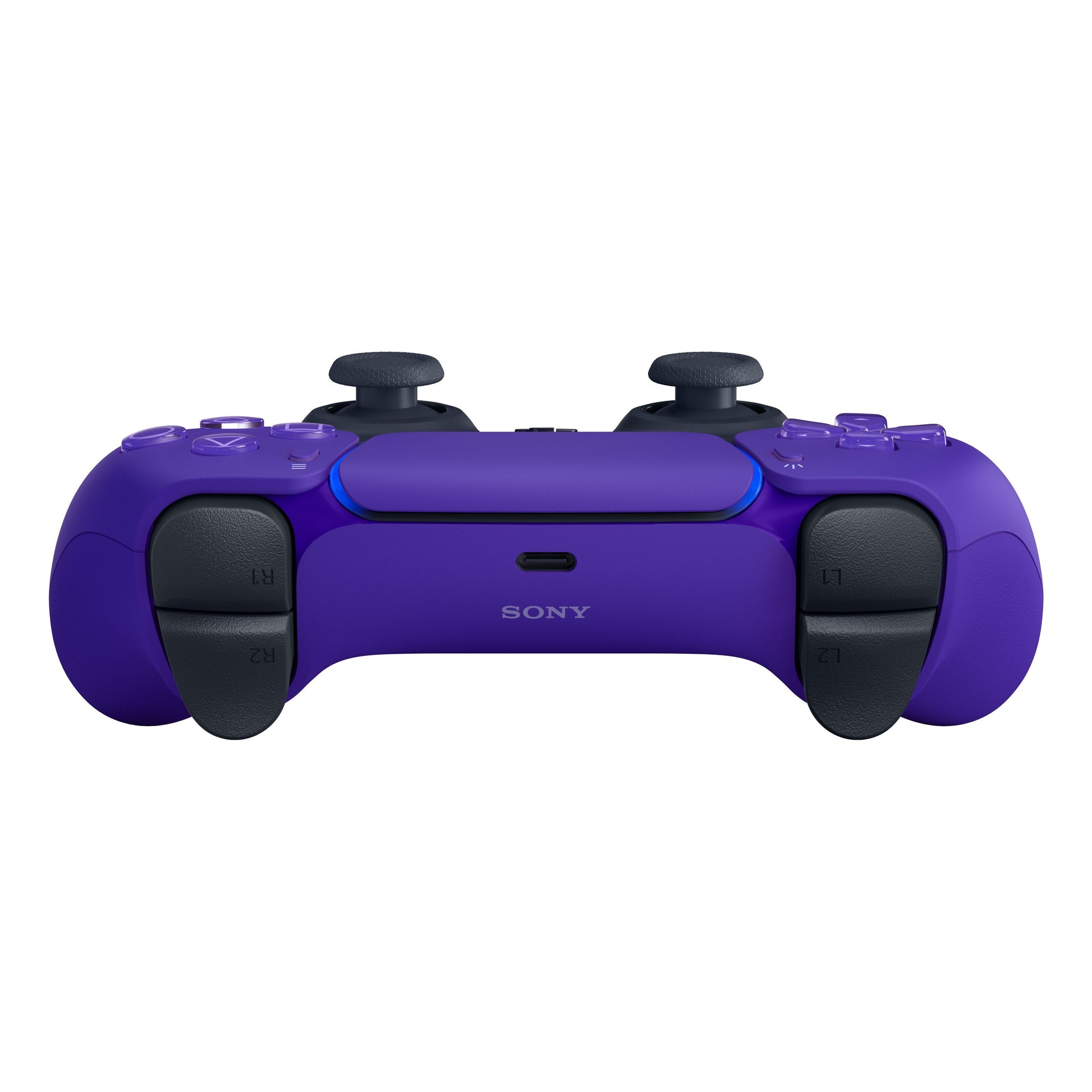 Sony DualSense V3 trådløs controller til PlayStation 5 lilla med trigger- og bumperknapper, analoge sticks, USB-C-port foran.
