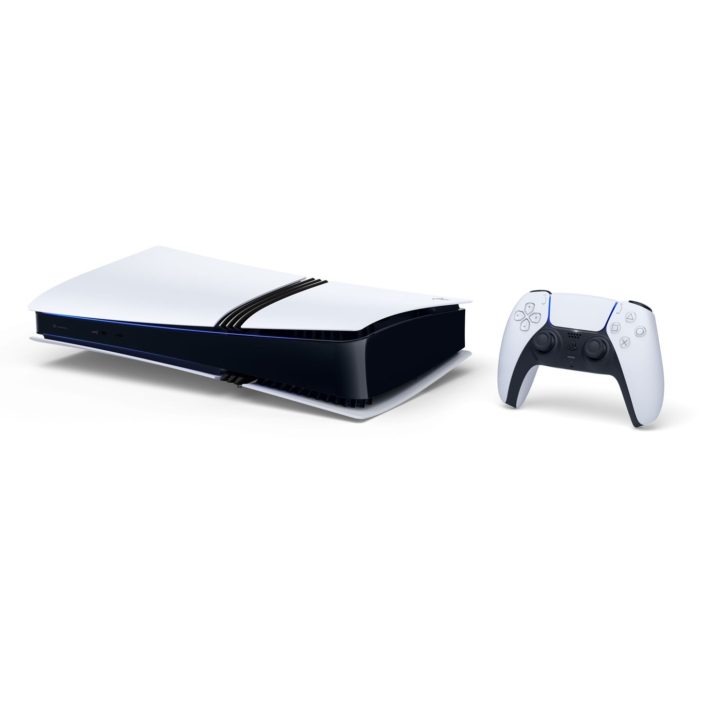 PlayStation 5 Pro spilkonsol hvid med DualSense controller, raytracing og 2 TB SSD.