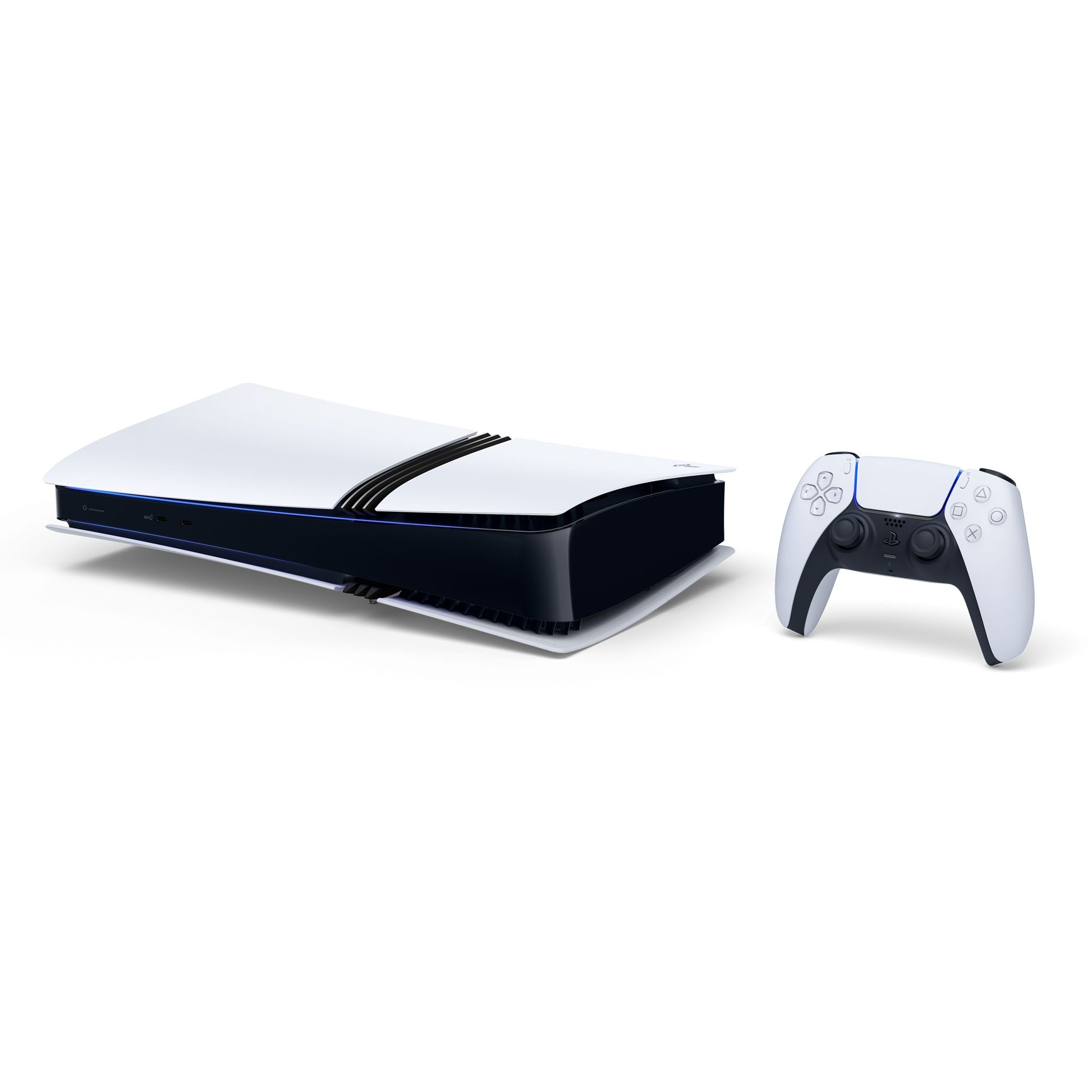 PlayStation 5 Pro spilkonsol hvid med DualSense controller, raytracing og 2 TB SSD.