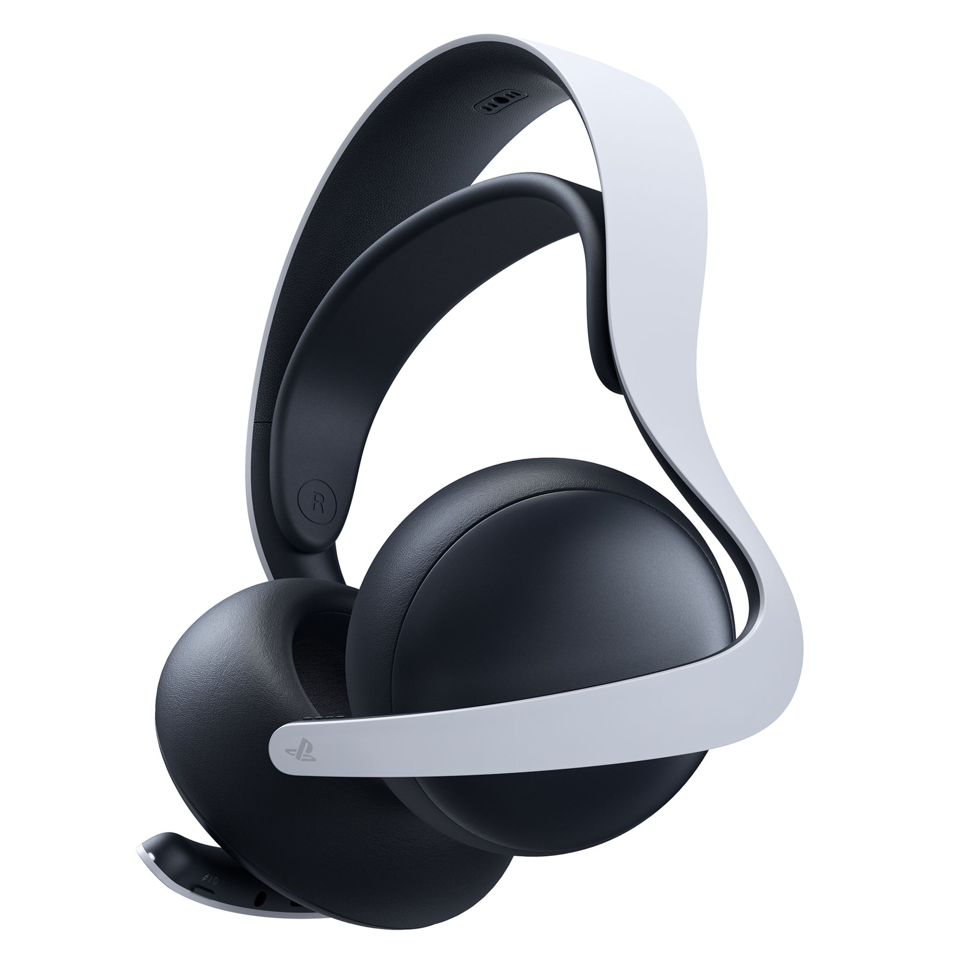 PlayStation PULSE Elite trådløst headset over-ear, sorte ørekopper, hvidt buet hovedbånd, til PlayStation.
