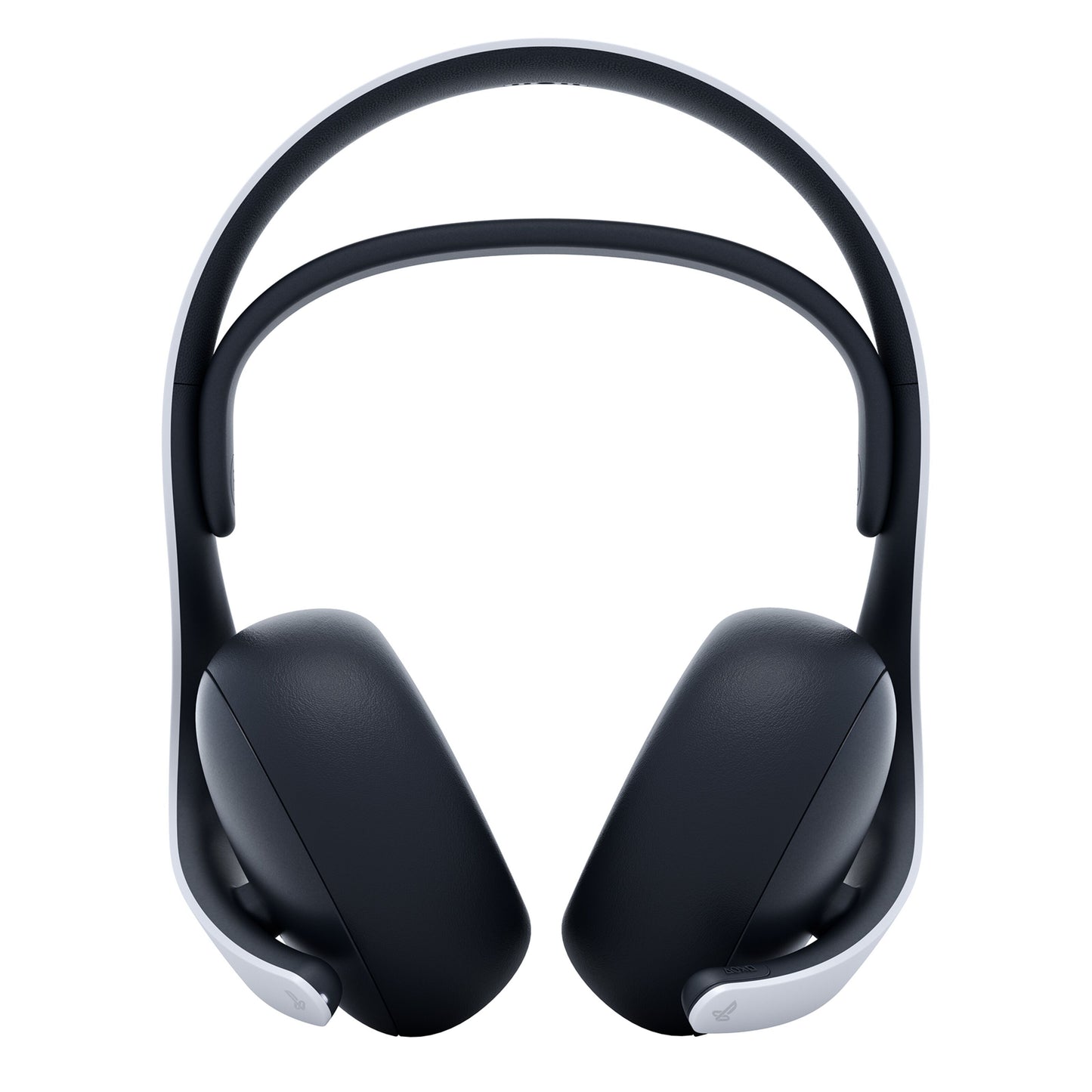 Sony PlayStation PULSE Elite trådløst sort-hvid over-ear headset, frontvisning.