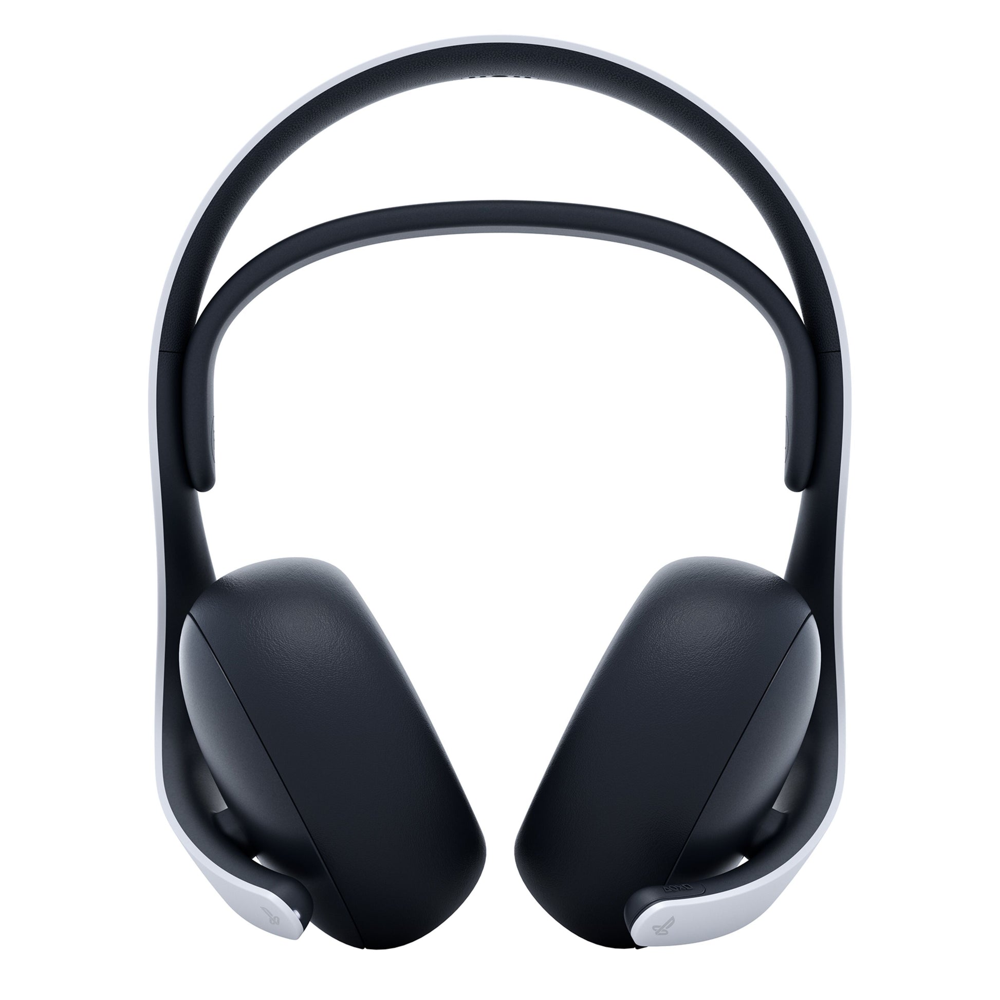 Sony PlayStation PULSE Elite trådløst sort-hvid over-ear headset, frontvisning.