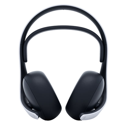 Sony PlayStation PULSE Elite trådløst sort-hvid over-ear headset, frontvisning.