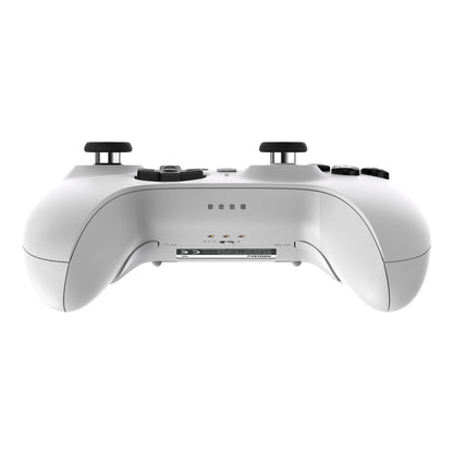 8Bitdo Ultimate 2 Bluetooth Controller Hvid bundt med forskellige knapper, joysticks, Hall Effect-triggere, ladeport og teksturgreb.