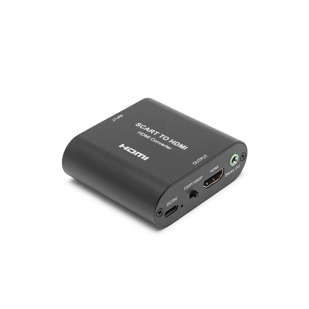 Luxorparts Scart til HDMI-konverter med HDMI- og lydudgang, DC 5V-indgang, 720p/1080p-switch.