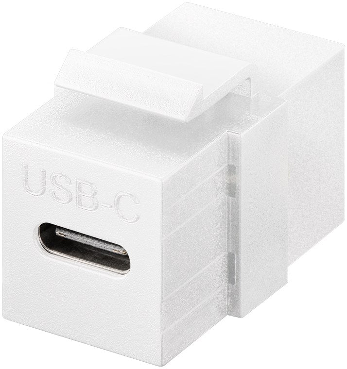 Keystone-modul USB-C port USB 3.2 Gen 2 10 Gbit/s hvid, rektangulært til væg- eller patchpanel, front USB-C-slot.