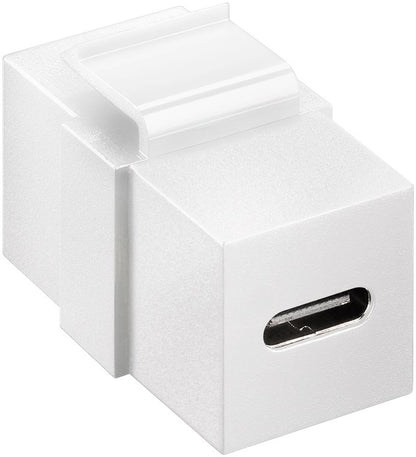 Keystone modul USB-C port USB 3.2 Gen 2 10 Gbit/s hvid til vægdåse/patchpanel snap-in op til 60W strøm.