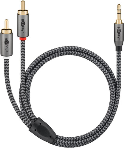 Goobay AUX 3,5mm hanstik til stereo RCA (rød/hvid), 0,5m kabel.