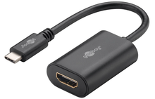 Goobay USB-C til HDMI-adapter 0,2 m sort med USB-C han og HDMI hun stik samt Goobay logo understøtter 4K HDMI.