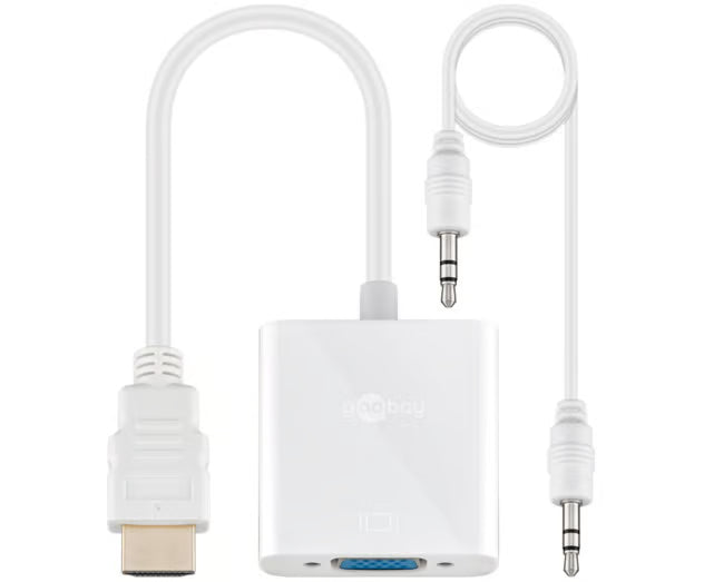 Goobay HDMI til VGA-adapter, 1080p@60Hz, Hvid