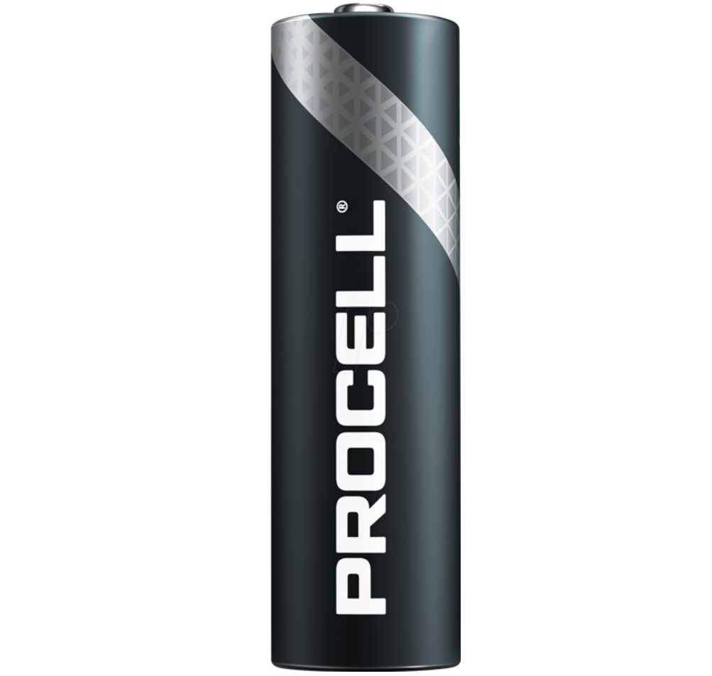 Duracell Procell AA batterier 10 stk, sorte og sølvfarvede med hvidt logo, alkaline.