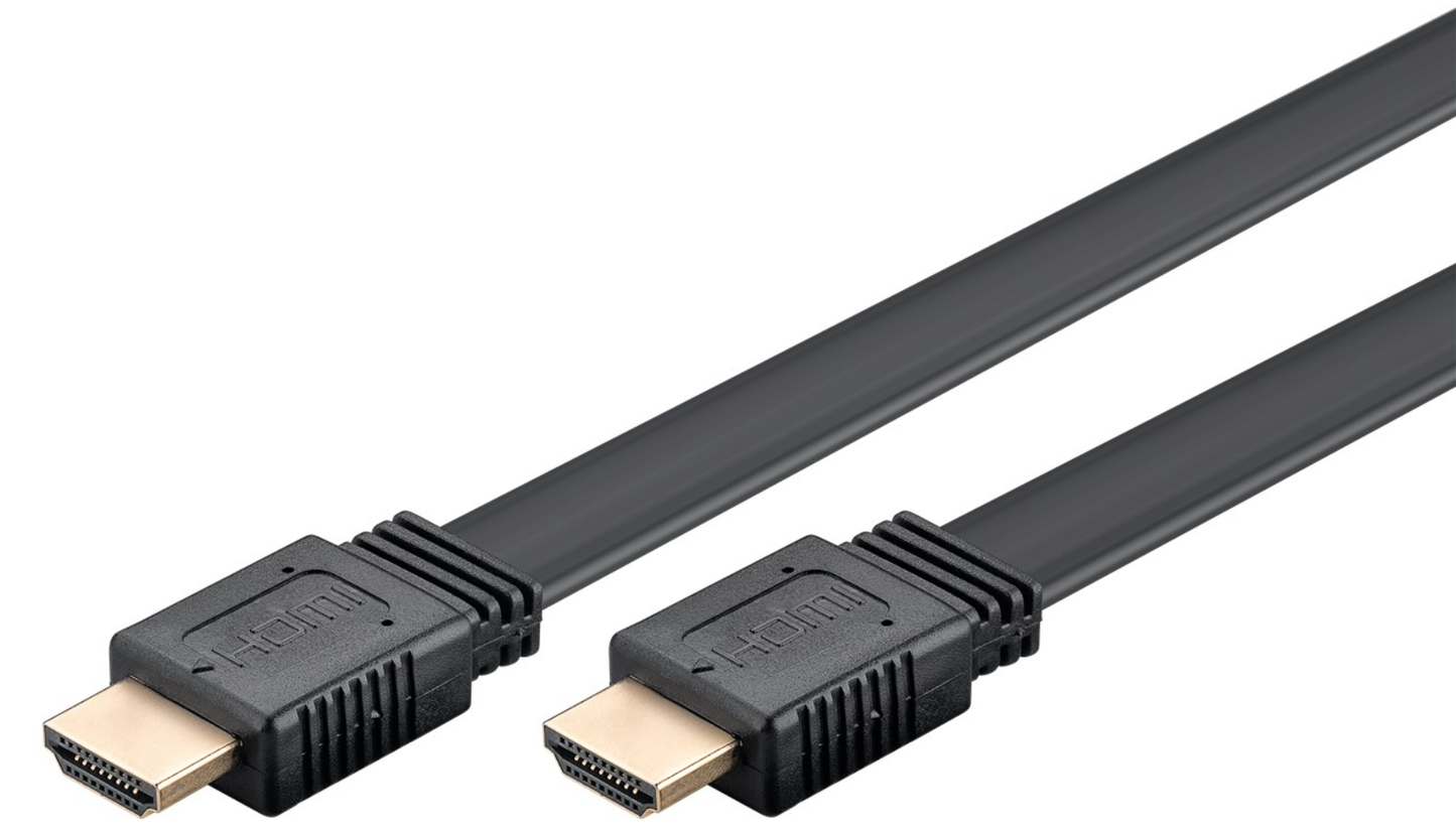HDMI 2.1 8K/60Hz flade kabler sort 3m med guldbelagte stik, til stk vises side om side.