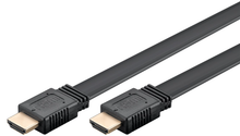 HDMI 2.1 8K/60Hz flade kabler sort 3m med guldbelagte stik, til stk vises side om side.
