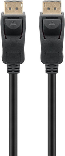 2 stk. Displayport 2.1 kabler 5 m sort med guldbelagte stik, push-knap-lås og understøttelse af 8K/120Hz.