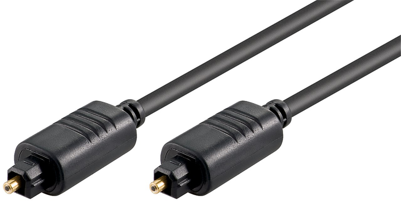 Goobay Optisk Toslink kabel 1,5m sort, firkantede stik med små spidser, fiberoptisk til digital lyd.