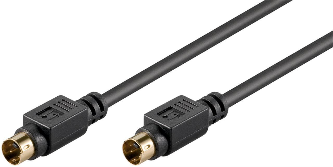 Goobay S-Video kabel 2m sort, Mini-DIN 4 han til han, guldbelagte stik begge ender.