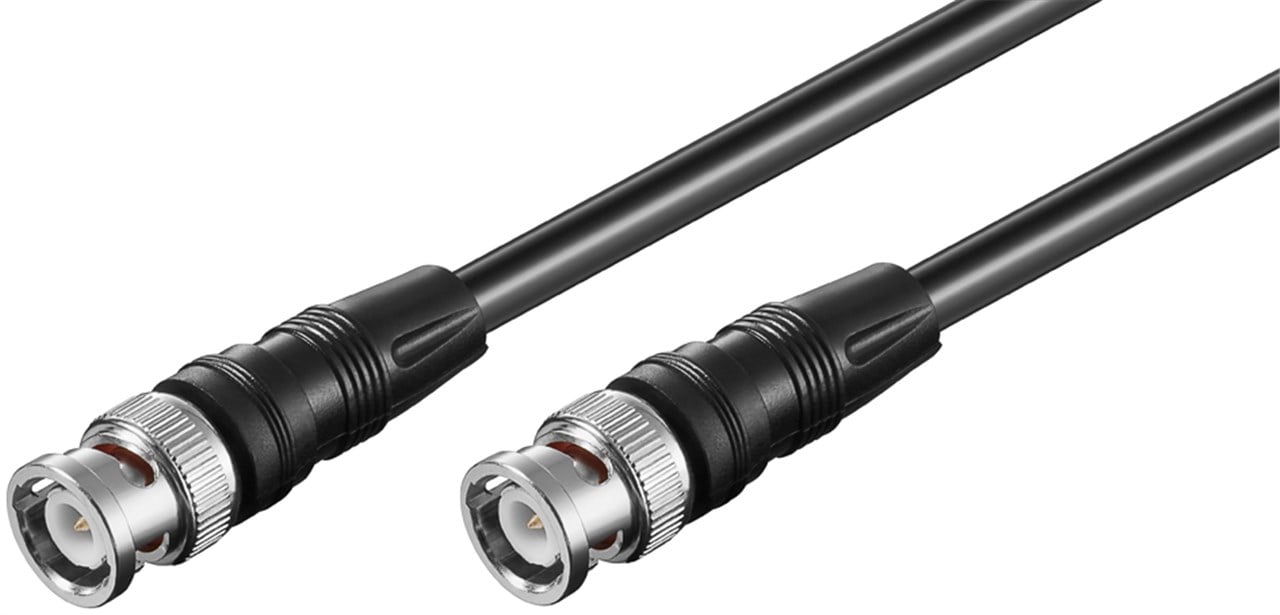 Goobay BNC videokabel RG59 3 m sort, koaksialkabel med sølvfarvede BNC-stik i begge ender.