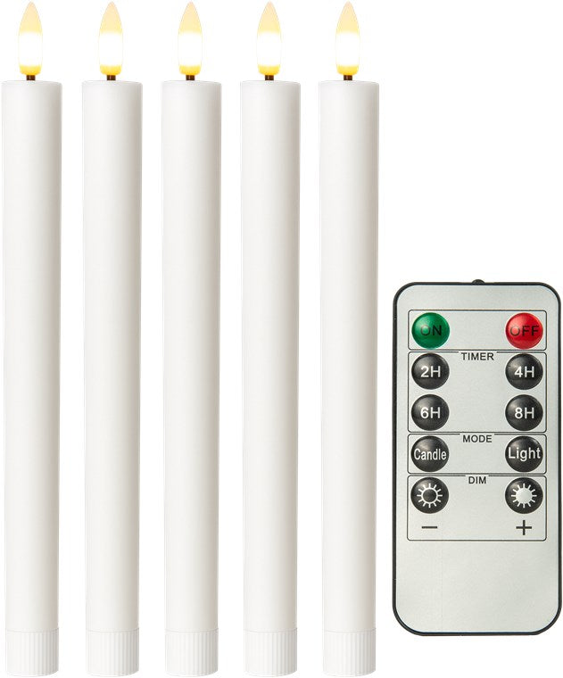 Goobay LED stagelys 5-pak hvide lys med varm hvid belysning, dæmpbar fjernbetjening til on/off, timer og dæmpning.