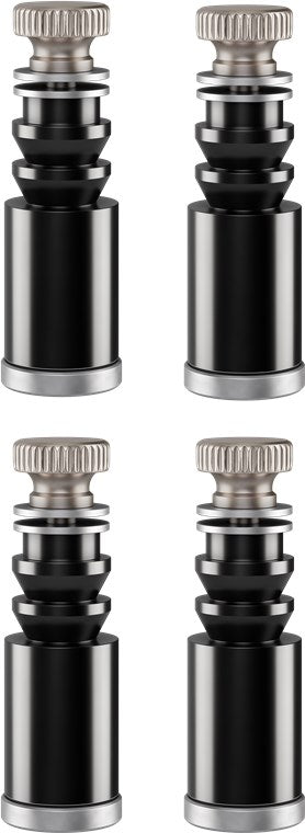 Goobay magnetiske platineholdere sort/sølv med metalplade, gearlignende top og cylindrisk krop, sæt med 4 stk.