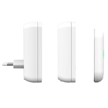 Byron DBY-22324 trådløs dørklokkesæt adapter sæt fra siden, stikben synlige, skjulte og smal kantvinkel.