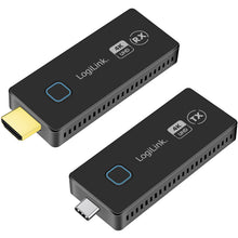 LogiLink HDW0104 trådløse 4K videooverførsels-enheder, RX med HDMI og TX med USB-C til HDMI, rækkevidde op til 30 m.