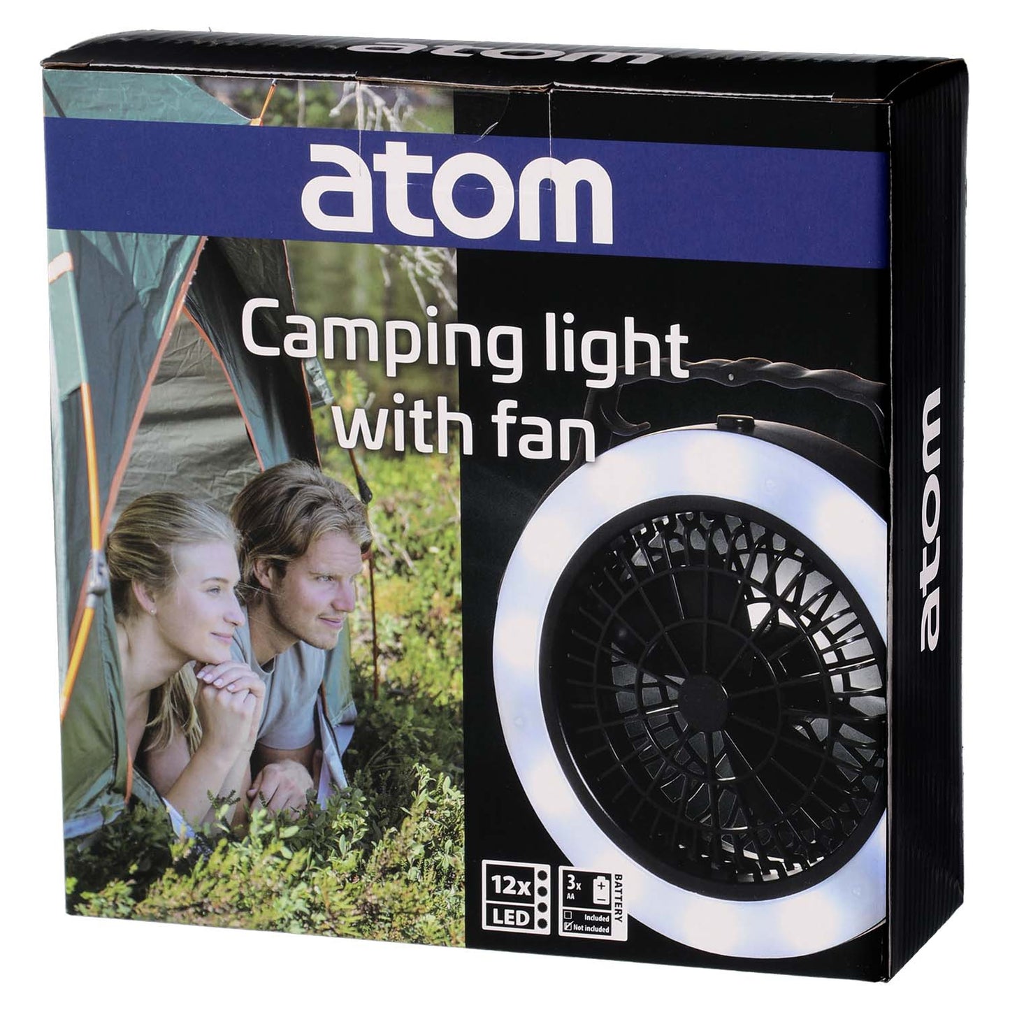 Campinglampe med ventilator, 65 lumen