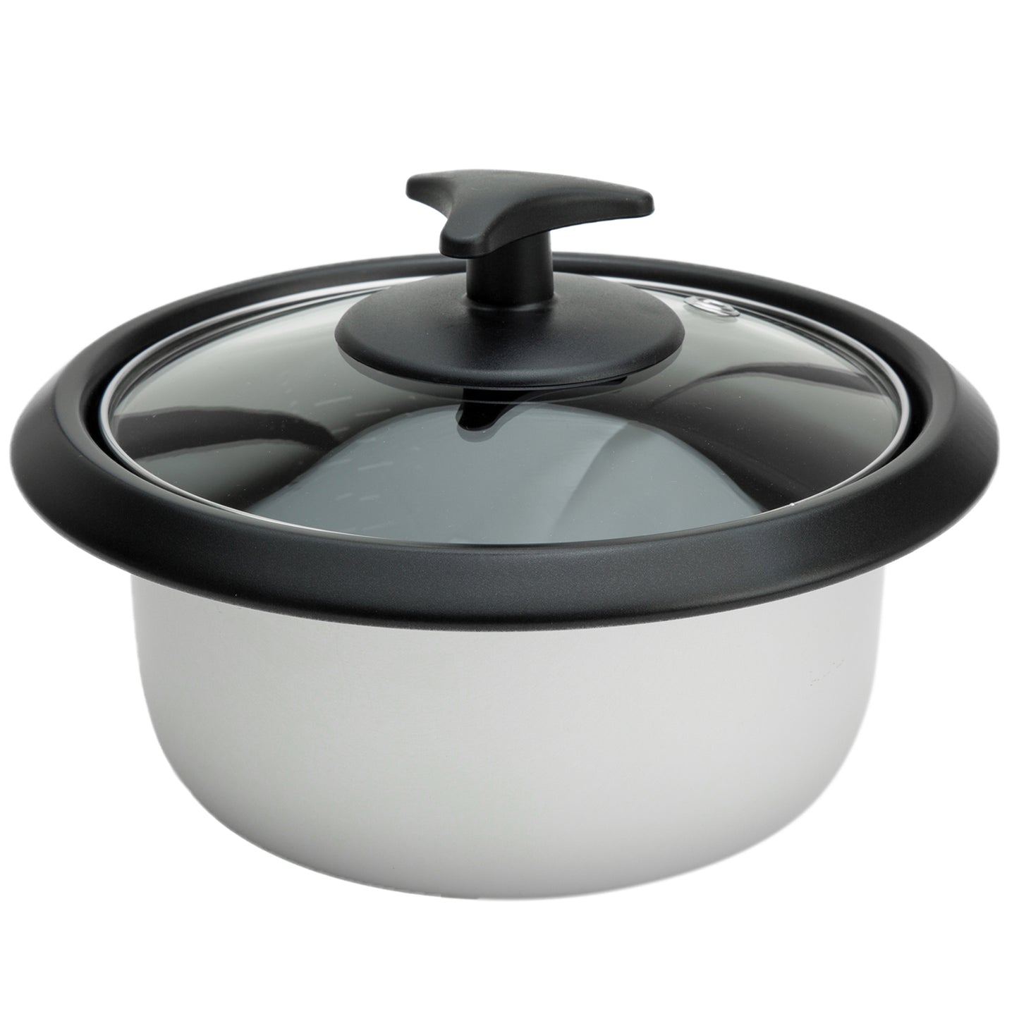 Riskoger Mini Keramisk 0,6L sort med glaslåg, sort knop og sort håndtag.