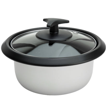 Riskoger Mini Keramisk 0,6L sort med glaslåg, sort knop og sort håndtag.