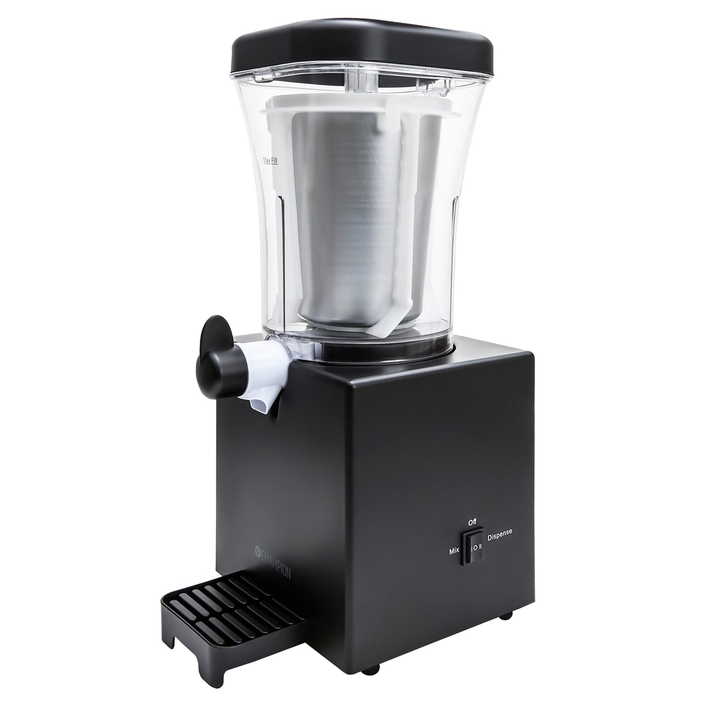 Champion Slush Ice Maskine 1L sort, transparent med tud og drypbakke, frontknapper, til hjemmelavet slush ice.