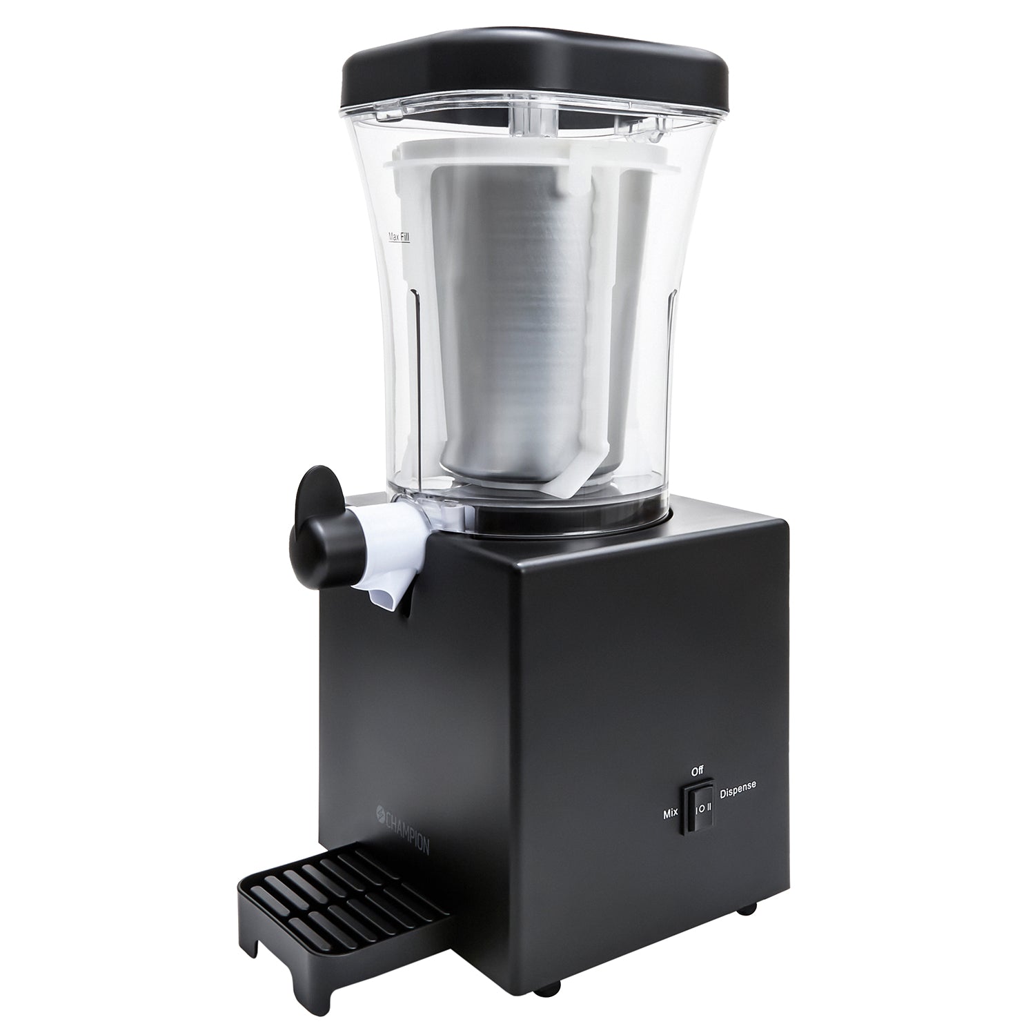 Champion Slush Ice Maskine 1L sort, transparent med tud og drypbakke, frontknapper, til hjemmelavet slush ice.