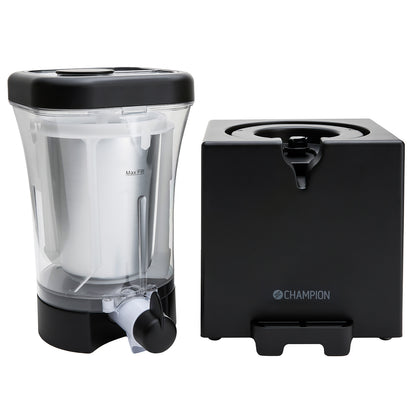 Champion Slush Ice Maskine 1L i sort ved siden af sort beholder med Champion-logo.